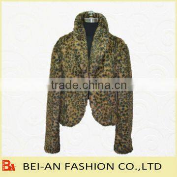 Lady's Leopard Print Fake Fur Jacket