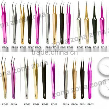 Stainless Steel Eyelash Extension Tweezers Curved & Pointed