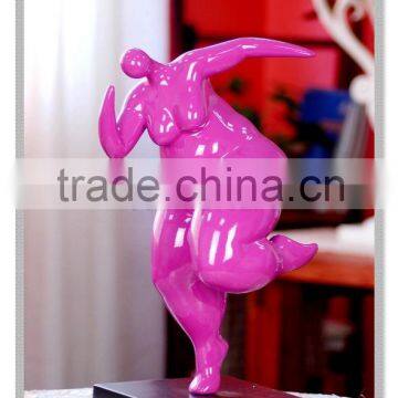 Painting Abstract standing fat lady sculpture figurine w base