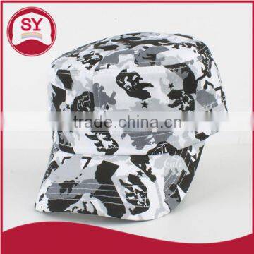 100% cotton Blank Cadet Hats with animal Pattern /pigment dyed camo military cap