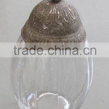 round french style vintage glass candle jar and lids