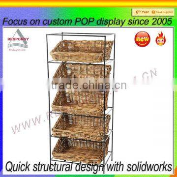 Supermarket Promotion Metal Wire Basket Fruit Vegetable Display Rack photo-3