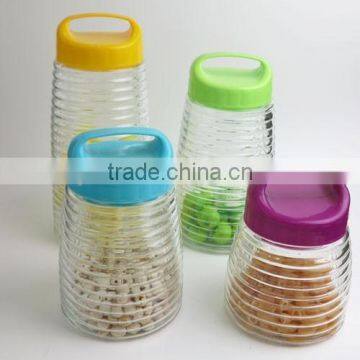 Glass Storage Jar with Handle Plastic Lid