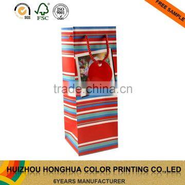 Wholesale handmade matt lamination packaging paper wine gift bags with handles