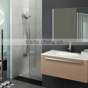 Shaving cabinet with mirror door and illuminated light