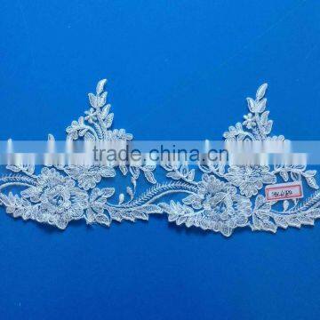 fashionable embroider lace trim with cording for bridal dress
