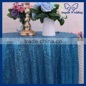 SQ001KA Hot sale custom made stock elegant beaded embroidery metallic wedding aqua blue light blue sequin table linens