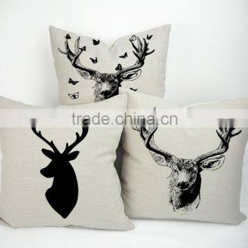 Best-selling Deer Printed Custom Plain Linen Cotton Pillow Cover photo-4