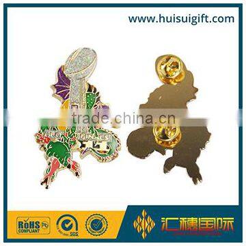 wholesale promotional fashionable fashion metal badge pins with glitter