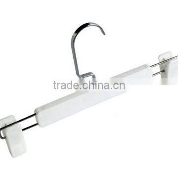 Square Hook White Plastic Skirt/Pant Hanger With Adjustable Clips photo-4