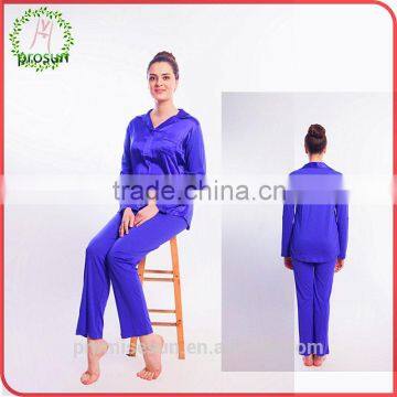 V-neck soft silk sleepwear pajama suit designs for women