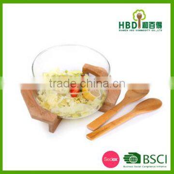 High quality bamboo salad bowl with spoons,natural living bamboo salad bowls wholesale