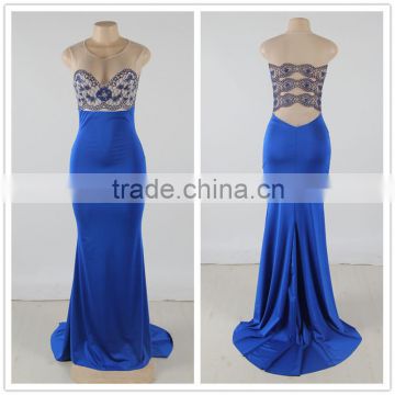 Unique design long evening dress with a train fashion ladies prom dress long