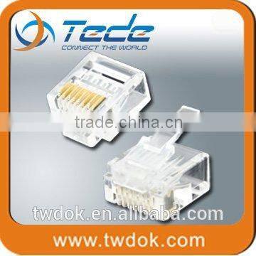 High quality utp Modular plug cat3 rj11 telephone connector 4p4c