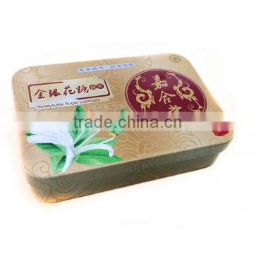 simple rectangular decorative tin box for pills