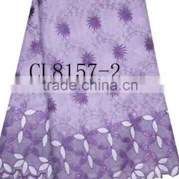 African organza lace with sequins embroidery CL8157-2purple