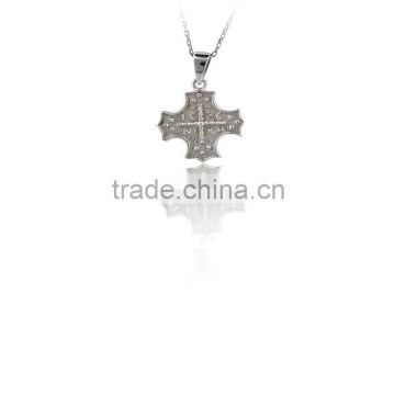 14K Solid Gold Art Crucifix Jesus Cross Charm Necklace