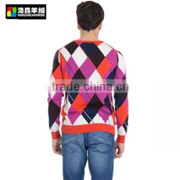 Men Colorfu Pure Cashmere Sweater, Man Comfortable Orange Pullover photo-3