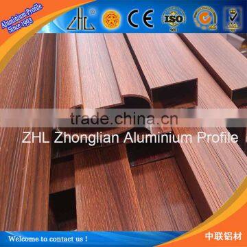 Hot! aluminum glass railing systems wood grain aluminum beam profile trimed groove rail aluminium oval