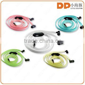New fashion shloelace luminous earphone stereo shloeace glow in dark