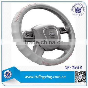 20114 new style fashionable automobile interior accessories grey real leather spining 14inch steering wheel covers from factory