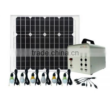 solar power lighting system and solar generator to run 3w led bulb and to run DC fan in rural homes and remote villages