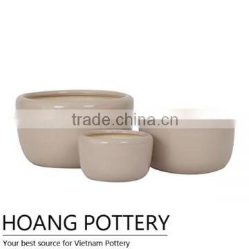 Cream Glazed Ceramic Pot for Indoor Decoration