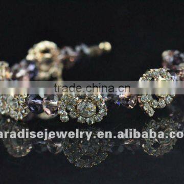 Emerald Crystal Bead Rhinestone Coil Bracelet