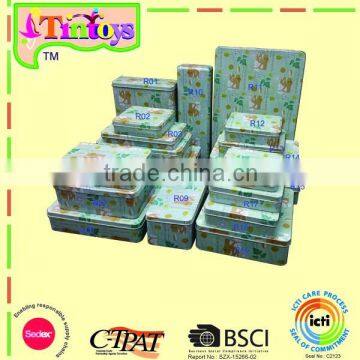 gift storage canister tin can container tea food metal rectangular tin box