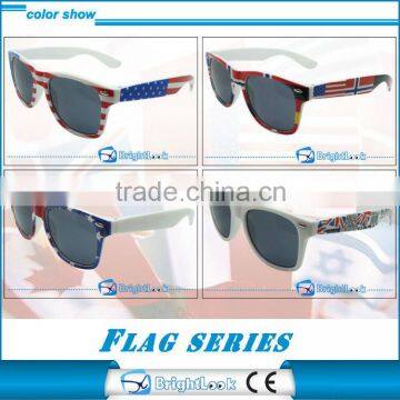 High quality logo printing sunglasses ,plastic sunglasses with country flag printing