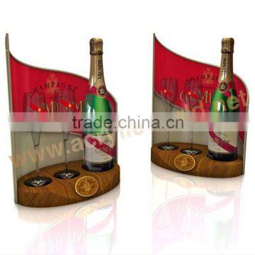 led wood and acrylic wine display stand