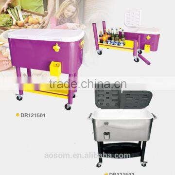 80QT Removable Rolling Ice Chest Patio Party Drink Beverage Cooler Cart