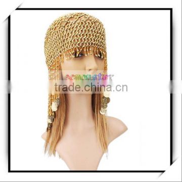 Gold Coins Beads Cap