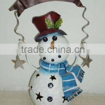 Wrought Iron Handicraft Vintage Christmas Holiday Metal Snowman Ornament Table Top Decor photo-3