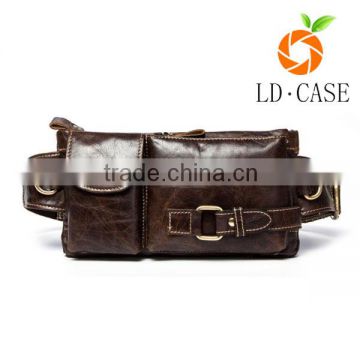 Men's Casual Thick with Genuine Leather Belt Waist Bag with Pouch for Travel