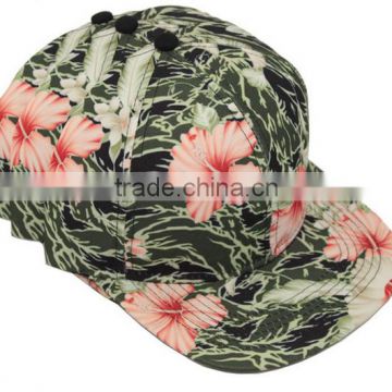 Wholesale Two Tone 100% Acylic Flat Brim Bulk Snapback Caps Floral Printing