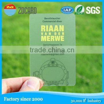 perfect transparent visiting card with high workmanship