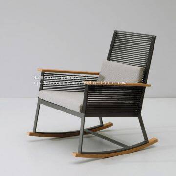 Outdoor Furniture Chair 1: Aluminum Frame+rope Weave+Taiwan Olifen 5cm Cushion+pillow+teak Wood Armrest photo-2