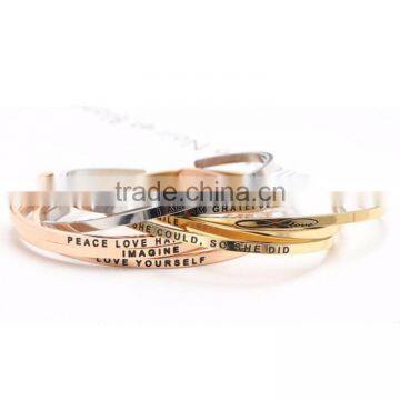 Custom engraved message bracelet,stainless steel hands words bangle