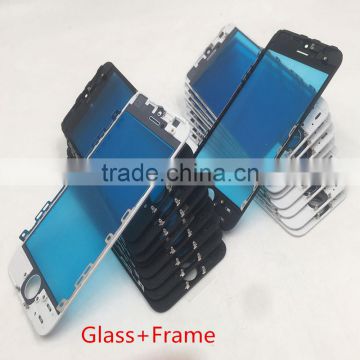 white Front Glass Lens for iPhone 6 Screen Front Glass with Bezel Frame black