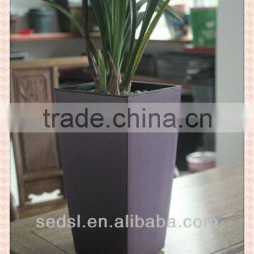 unique decorative square purple plastic plant pot