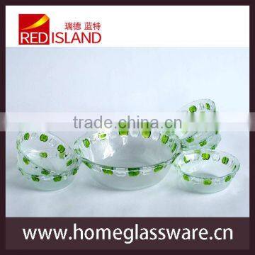 7pcs/set Glass Salad Bowl With Hand Painted photo-4