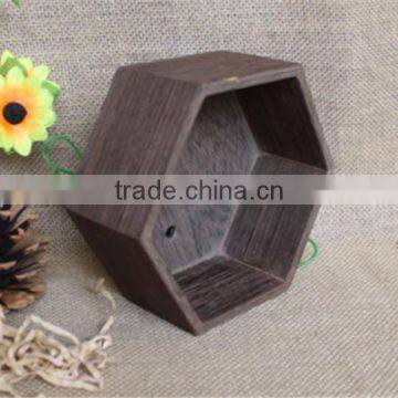 Grey Dyed Colored Handmade Hexagon Small Wooden Tray Decorative photo-4