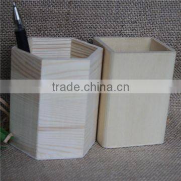 Unfinished Custom Students Wooden Pen Container photo-2