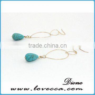 Natural Gemstone Earring Stud Jewelry Real Turquoise Green Stone Earring photo-4