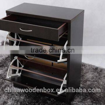 2015 black color wooden shoe shelf refined