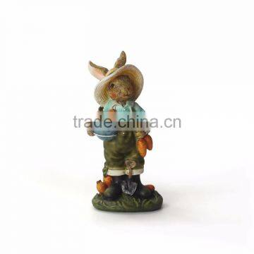 Garden Bunny Farmer Rabbit Resin Statue With Carrot photo-3