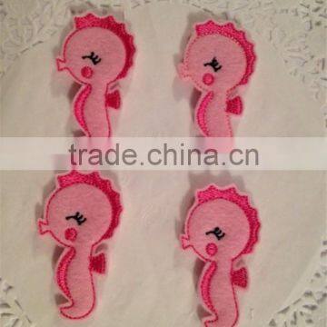 Hot sell Adorable Light Pink felt Mini Applique Seahorse Applique made in China