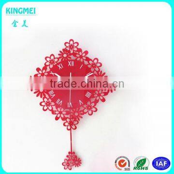 Custom Distinctive Red Acrylic Wall Clock With Animal Pattern photo-2