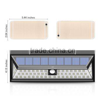 Bright 54LED Solar Power Led Wireless Security Waterproof Motion Sensor Wall Light for Diveway Patio Garden Path